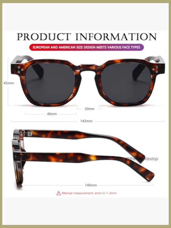 Retro Square Thick Framed Sunglasses UV400 Protection Unisex main image 6